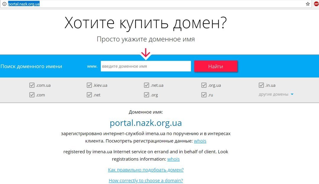 Регистратор заблокировал фейковый сайт НАПК