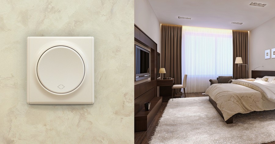 На базе двух переключателей и перекрестного выключателя бренда OneKeyElectro можно реализовать удобное управление освещением в спальне